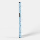 Moderne blaue Jeans-Textur mit Leder-Patch iPhone Hülle (Rechte Seite)