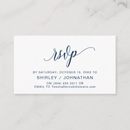 Moderne blaue Kalligraphie, Hochzeitsszenario RSVP Begleitkarte