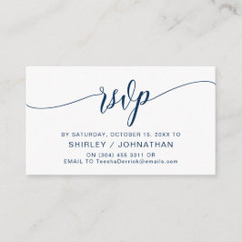 Moderne blaue Kalligraphie, Hochzeitsszenario RSVP Begleitkarte