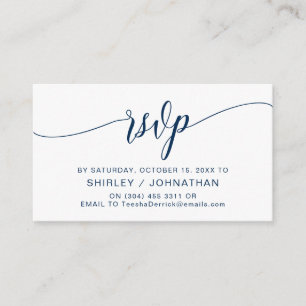 Moderne blaue Kalligraphie, Hochzeitsszenario RSVP Begleitkarte