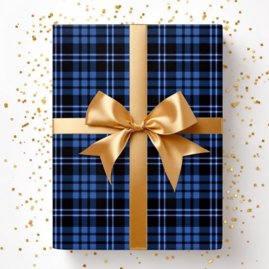 Moderne blaue Karo-Muster Geschenkpapier