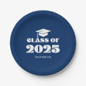 Moderne Blaue Klasse 2025 Pappteller (Vorderseite)