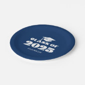 Moderne Blaue Klasse 2025 Pappteller (Schrägansicht)