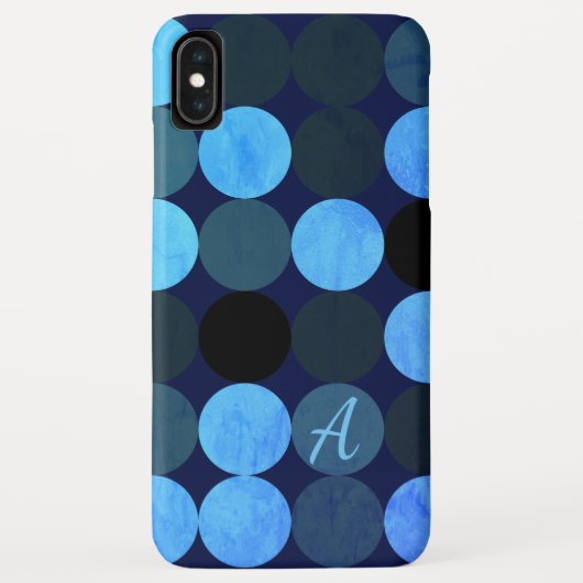 Moderne blaue Kreise & Monogramm Case-Mate iPhone Hülle (Rückseite)