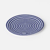 Moderne, blaue, kreisförmige Streifen Pappteller (Schrägansicht)