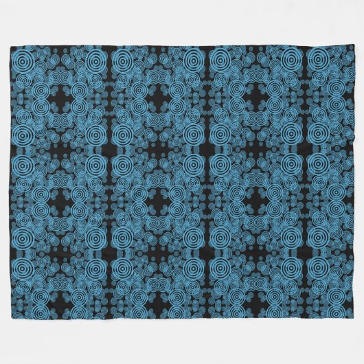 Moderne blaue Kreismuster Fleecedecke (Vorderseite (Horizontal))