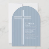 Moderne Blaue Kreuz Tauf Einladung (Vorderseite)