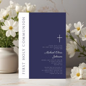 Moderne Blaue Kreuzung Erste Heilige Kommune Einladung