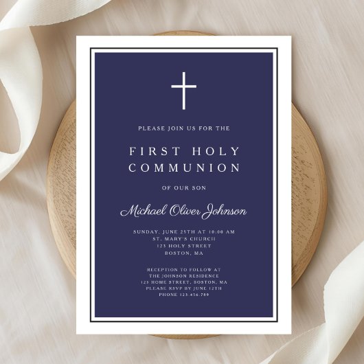 Moderne Blaue Kreuzung Erste Kommune Einladung