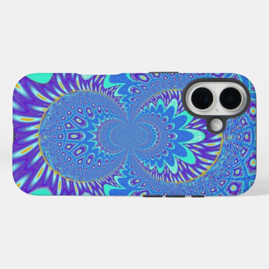 Moderne blaue Kunst Case-Mate iPhone Hülle (Rückseite (Horizontal))