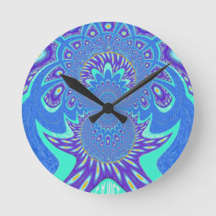 Moderne blaue Kunst Runde Wanduhr