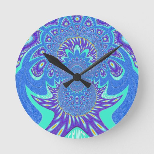 Moderne blaue Kunst Runde Wanduhr (Vorderseite)