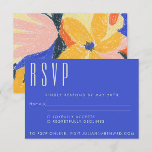 Moderne blaue Künstlerische Abstrakte botanische H RSVP Karte