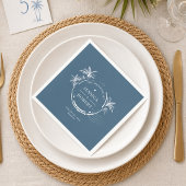 Moderne Blaue Küsten-Stempel-Hochzeit Serviette