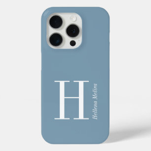 Moderne Blaue Küsten Weiße Monogramm Name Case-Mate iPhone Hülle