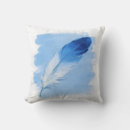 Moderne blaue Küstenmalerei-Einzelfeder Kissen