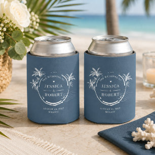 Moderne Blaue Küstenstempel-Hochzeit Dosenkühler