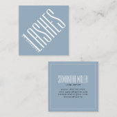 Moderne blaue lash dünne Typografie Quadratische Visitenkarte (Vorne/Hinten)