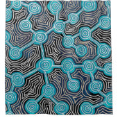 Moderne blaue Lebensläufe Modernes Abstraktes Must Duschvorhang (Vorderseite)