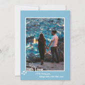 Moderne blaue Liebe Foto Holiday Cards Dankeskarte (Vorderseite)