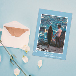 Moderne blaue Liebe Foto Holiday Cards Dankeskarte