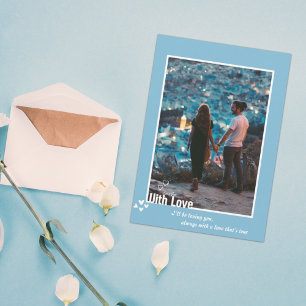 Moderne blaue Liebe Foto Holiday Cards Dankeskarte