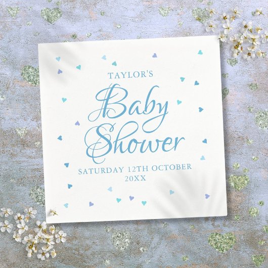 Moderne blaue Liebe Herz Babydusche Sprinkle Serviette