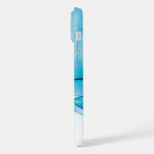 Moderne blaue Marmor-Monogramm iPhone Hülle (Linke Seite)