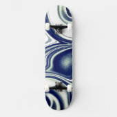 Moderne blaue Marmor-Textur-Skateboard Skateboard (Vorderseite)