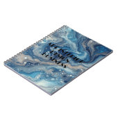 Moderne, blaue Marmortextur und Typografie Notizblock (Linke Seite)