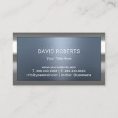 Moderne, blaue Metallrahmen Beruflich Visitenkarte (Rückseite)