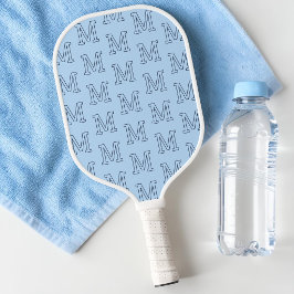 Moderne Blaue Minimalistische Anfangsbuchstaben Mo Pickleball Schläger