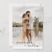 Moderne blaue minimalistische Drehbuch 5 Fotos Hoc Einladung (Vorderseite)