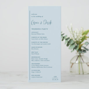 Moderne blaue minimalistische Hochzeit mit elegant Programm