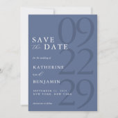 Moderne Blaue Minimalistische Hochzeit Save The Date (Vorderseite)