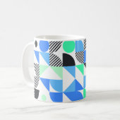 Moderne Blaue Mintgrüne Geometrie Kaffeetasse (Vorderseite Links)