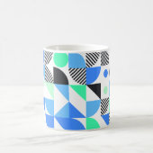 Moderne Blaue Mintgrüne Geometrie Kaffeetasse (Mittel)
