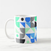 Moderne Blaue Mintgrüne Geometrie Kaffeetasse (Links)