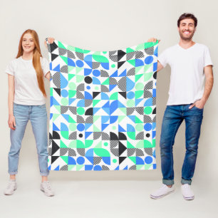 Moderne Blaue Minze Geometrisch Fleecedecke