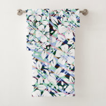 Moderne blaue Minze grüne Blumendrucke