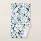 Moderne blaue Minze grüne Blumendrucke Badhandtuch Set (Handtuch)