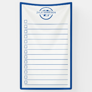 Moderne Blaue Monogramm-Name-To-Do-Liste Banner