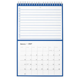 Moderne Blaue Monogramm-Notizlisten Kalender