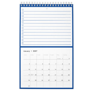 Moderne Blaue Monogramm-Notizlisten Kalender
