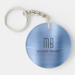 Moderne Blaue Monogrammierte Schlüsselanhänger