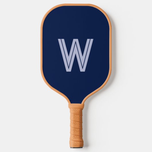 Moderne blaue Monogramminitiale Pickleball Schläger (Vorderseite)