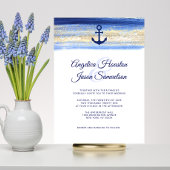 Moderne blaue Navy Gold Nautical Wedding Einladung
