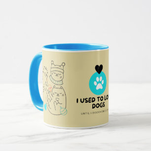 Moderne blaue & olivbraune Katzen-Tasse Tasse