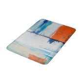 Moderne Blaue Orange Abstrakt Kunst Badematte (Schrägansicht)