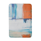 Moderne Blaue Orange Abstrakt Kunst Badematte (Vorderseite Vertikal)